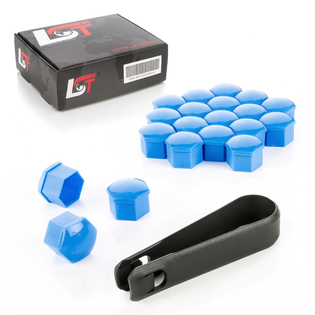 20x Rims Wheel Bolt Shrouds Hexagon Caps Set 0 21/32in Blue for Lexus