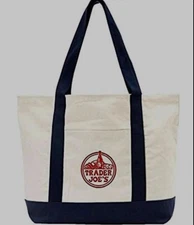 Trader Joe’s Bag Canvas Reusable Heavy Cotton Basic Style Shopping Navy Large