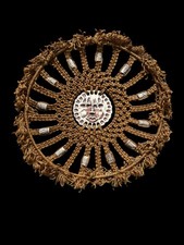 Vtg 70s Macrame Fringe Large 28" Wall Hanging Hippie Boho Mandala Celestial Sun