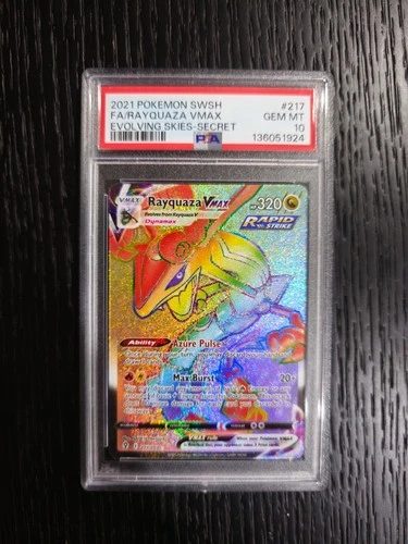 PSA 10 Rayquaza Vmax 217/203 Evolving Skies Rainbow Secret POKEMON