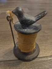Cast Iron Twine Holder Bird Spool Spindle Needle Rustic Farmhouse Spring Repro