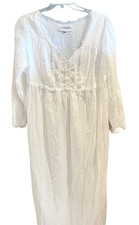 Victoria's Secret Country White Cotton Nightgown Sz L Cottagecore Prairie Vtg