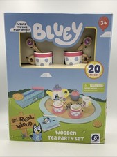 Bluey Wooden Tea Party Set   20PC Pretend Play with Tray, Etc. Damaged Box