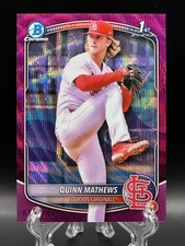 Quinn Mathews 2025 Bowman Chrome Prospect 1st Fuchsia Wave Refractor /199