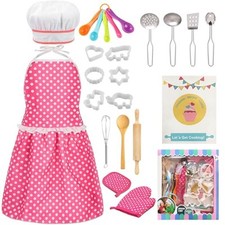 Kids Cooking Baking Set - Kids Kitchen Pretend Play Toys, Chef Role Play