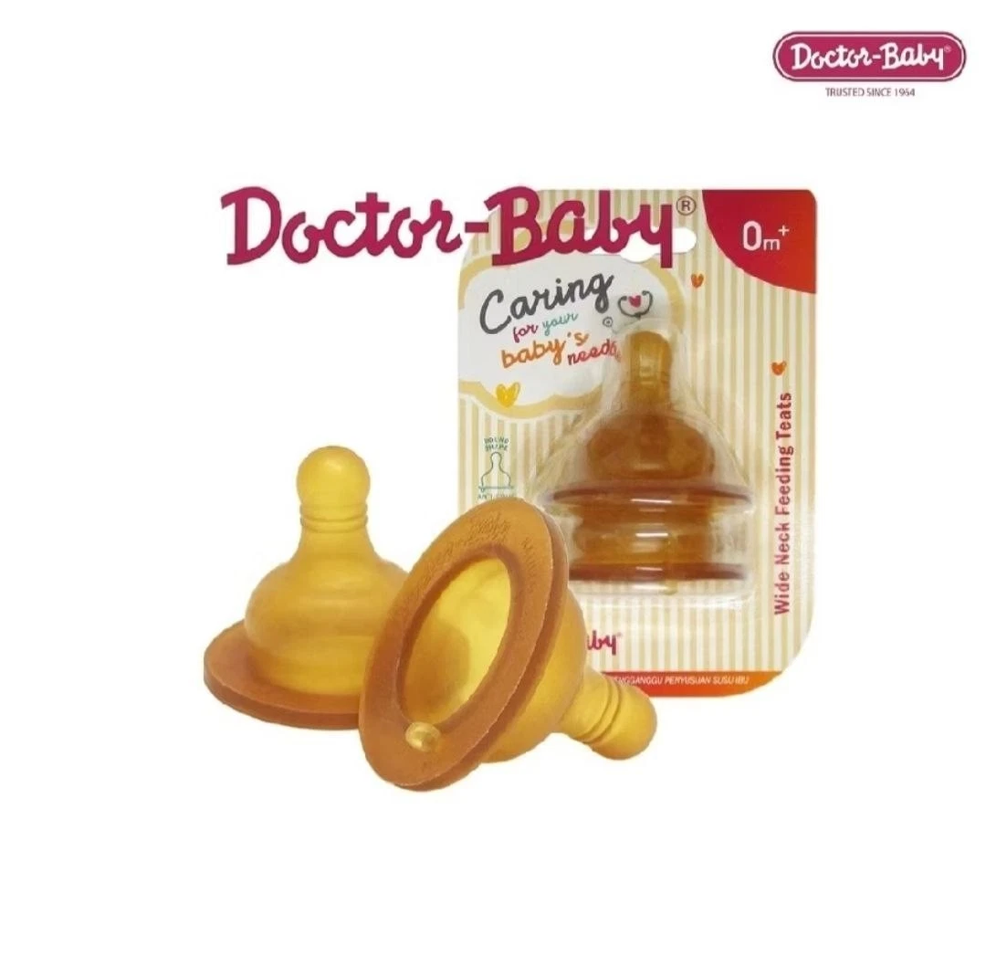 Doctor Baby Wide Neck Rubber Nipples 3 Pack | Anti-Colic | BPA Free | 0–24 Month