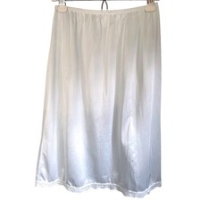 Lorraine Vintage White Nylon Half Slip Lace Trim Tall Medium Made in USA
