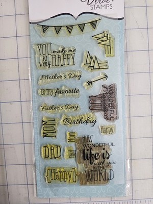 Verve Stamps Photopolymer Unmounted Stamp Set Words & Phrases Happy Birthday