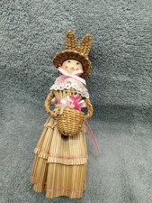 Vintage Japanese Straw Doll Spring Time Easter Bunny