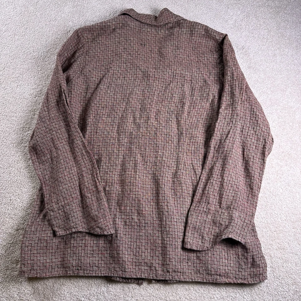 Flax Jacket Womens Large Linen Full Zip Coat Lagenlook Casual Minimalist Basic - Image 2 of 4