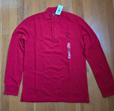 NWT Polo Ralph Lauren Boys Youth 1/4 Zip Sweater Size L 14/16 Red