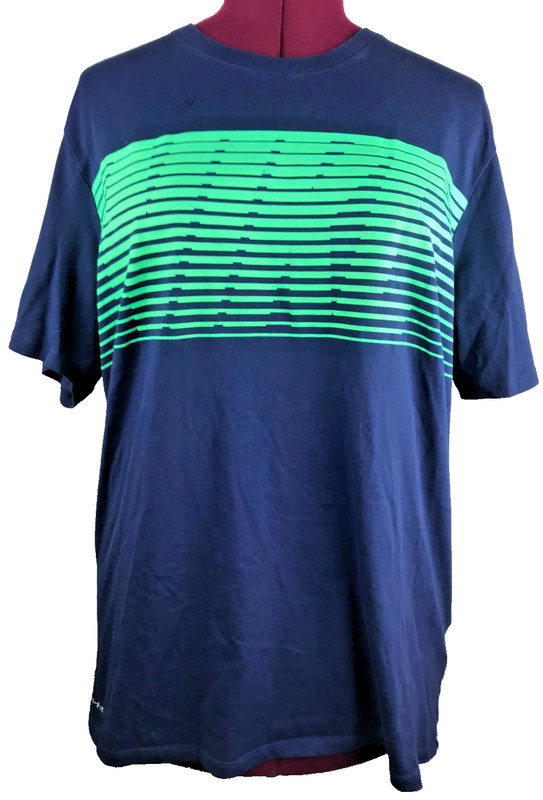 NIKE DRI FIT MENS GRAPHIC GEOMENTRIC HIDDEN LOGO NAVY T-SHIRT XL