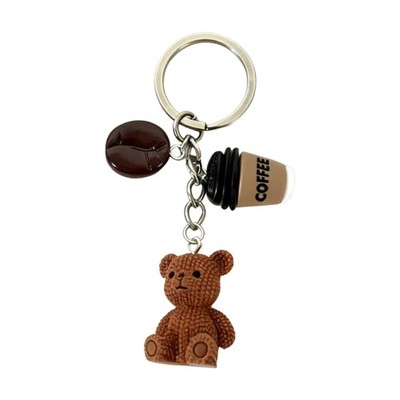 Unique Mini Bear Shaped Keychain Pendant Coffee Bean Creative And Durability