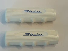 Schwinn Approved CHUBBY Bicycle GRIPS White  w/ BLUE