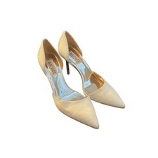 Badgley Mischka Women's White Ivory Satin Crystal Stiletto D'orsay Heels Size 8