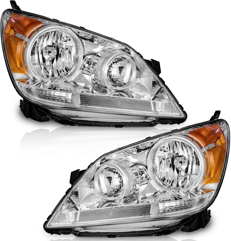 Pair Chrome Headlights Headlamps Assembly For 2005-2010 Honda Odyssey LEFT&RIGHT Foto 2 de 4