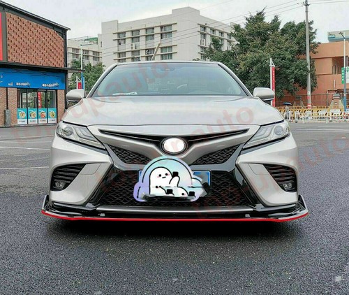TRD style RED Black Front Bumper Lip Spoiler Cover Trim For Toyota Camry 2018-21 - Picture 4 of 7