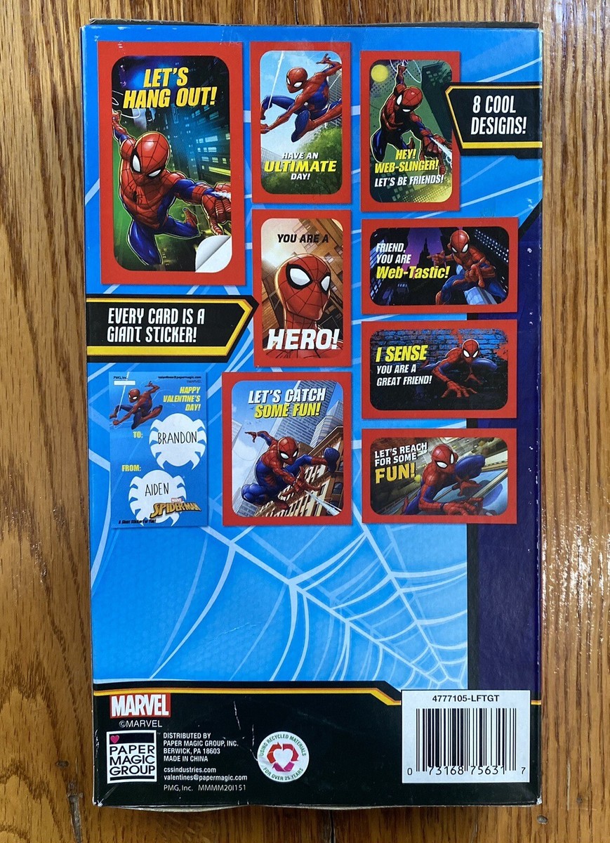 Marvel Spider-Man/Avengers Giant Stickers + Valentines 16 Pack | eBay