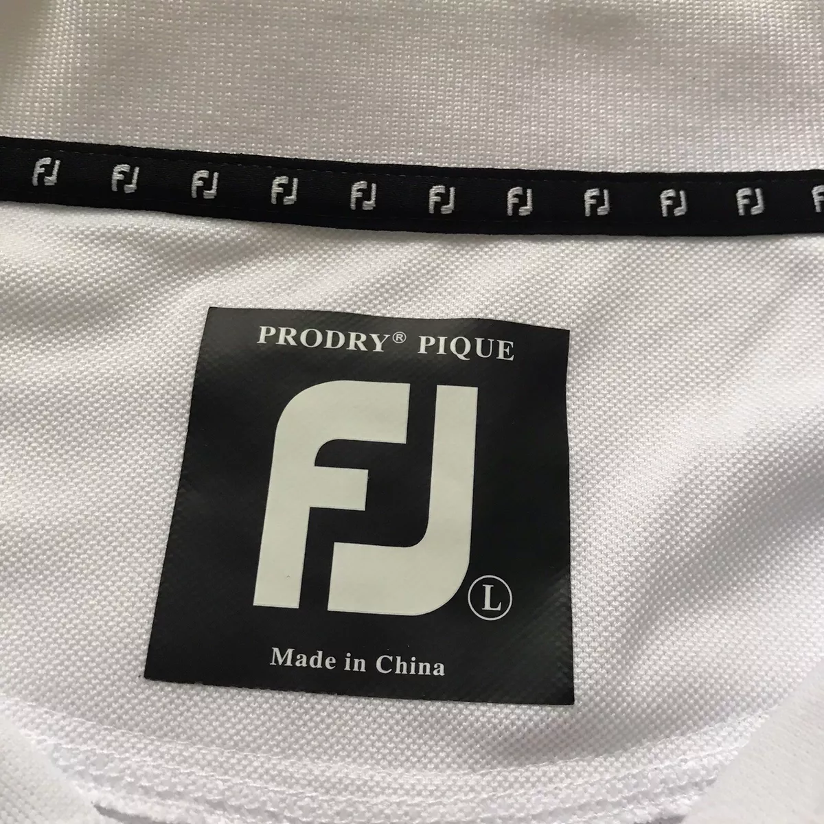 FJ FootJoy Men s L Solid White Polo Shirt Prodry Pique Golf