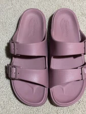 Skechers Foamies Cali Breeze 2.0 Sandal Slides Womens 10 Mauve EVA Buckle Straps