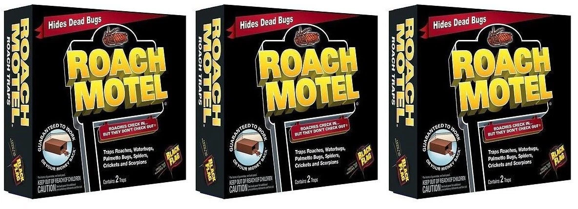 3 Pack Black Flag Roach Motel Traps Household Pests 2 Traps Each
