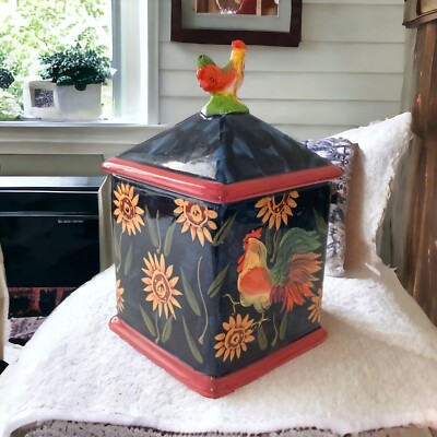Susan Winget Canister Rooster Certified International Kitchen Sunrise Single Vtg