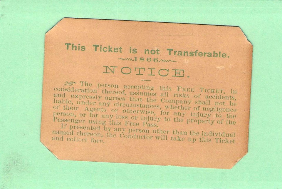 1866 CHICAGO GREAT EASTERN READING COLUMBIA AGENT RAILROAD RAILWAY RR