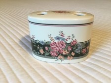 Croscill GRANADA Rose Floral Ceramic Toothbrush Holder EXCELLENT MINT Condition