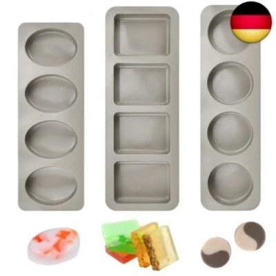 ADERTOS 3 Stücke Silikonform Seife Rechteckig/Oval/Rund Silikon Seifenformen