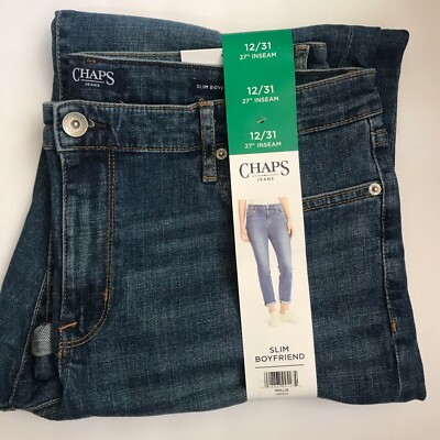 Chaps Womens Wallis Slim Boyfriend Roll Cuffed Jeans Blue Variety 