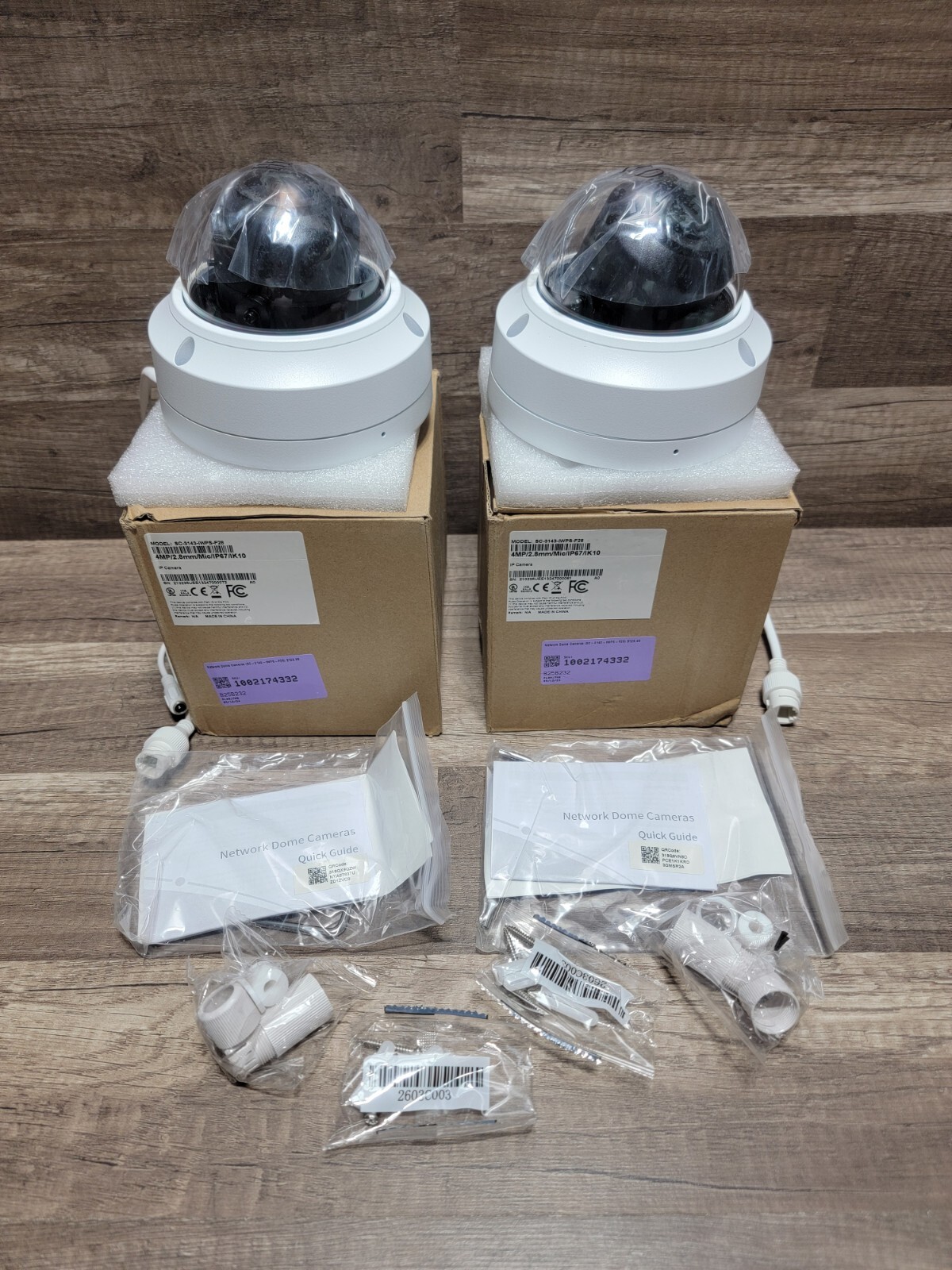 NEW Lot Of 2 Global Security Network Dome IP Cameras Model SC-3143-IWPS-F28