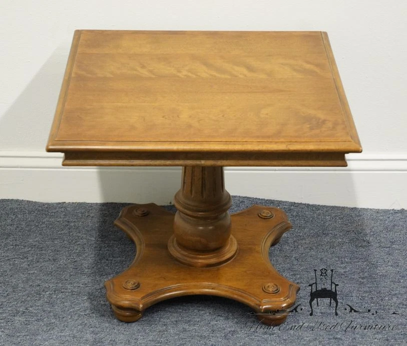ETHAN ALLEN Classic Manor Solid Maple Italian 20" Square Accent Bunching End ... - Image 3 of 4