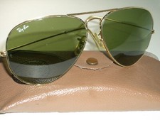 62 14mm VINTAGE B L RAY BAN GEP RB3 TRU-GREEN LARGE METAL II AVIATOR SUNGLASSES