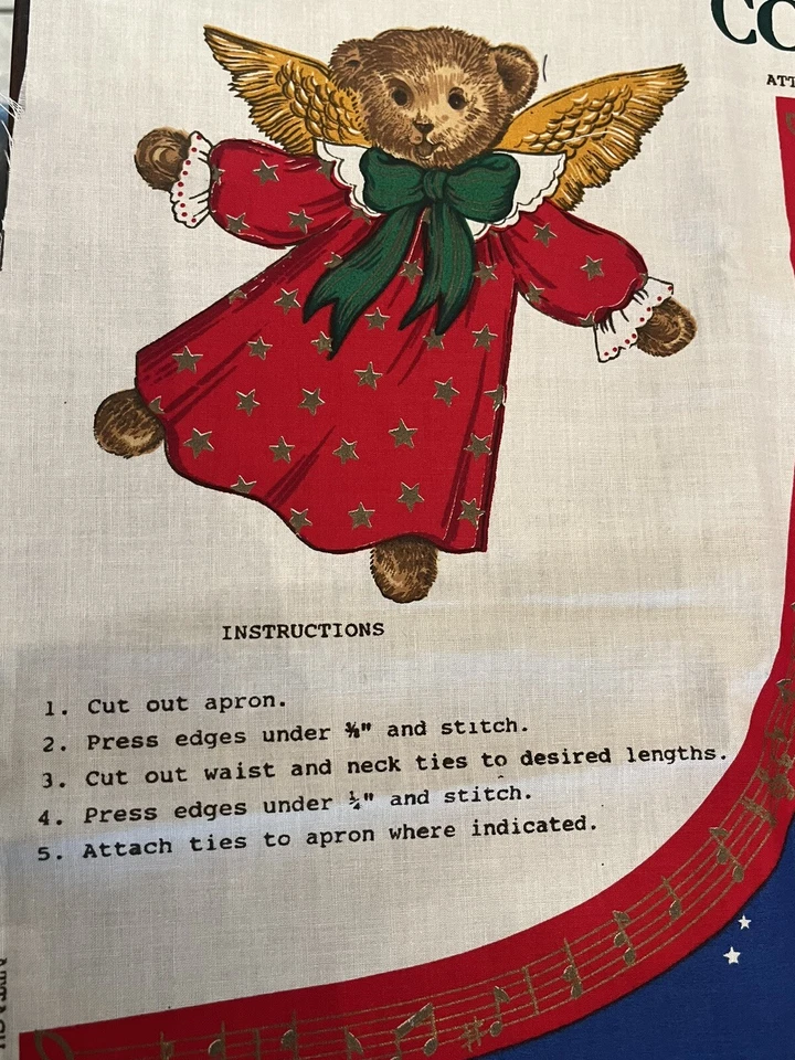 Concord Carolers Delantal Panel de Tela Árbol de Navidad Osos Ángel Joan Kessler EE. UU. Foto 2 de 4