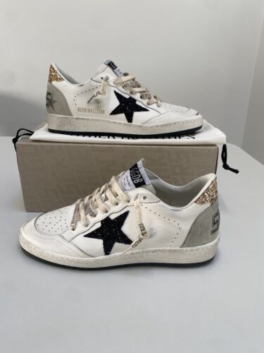 Golden Goose Ball Star Sneaker White Leather/Gold/Black Glitter sz 37 New in Box - Picture 5 of 13