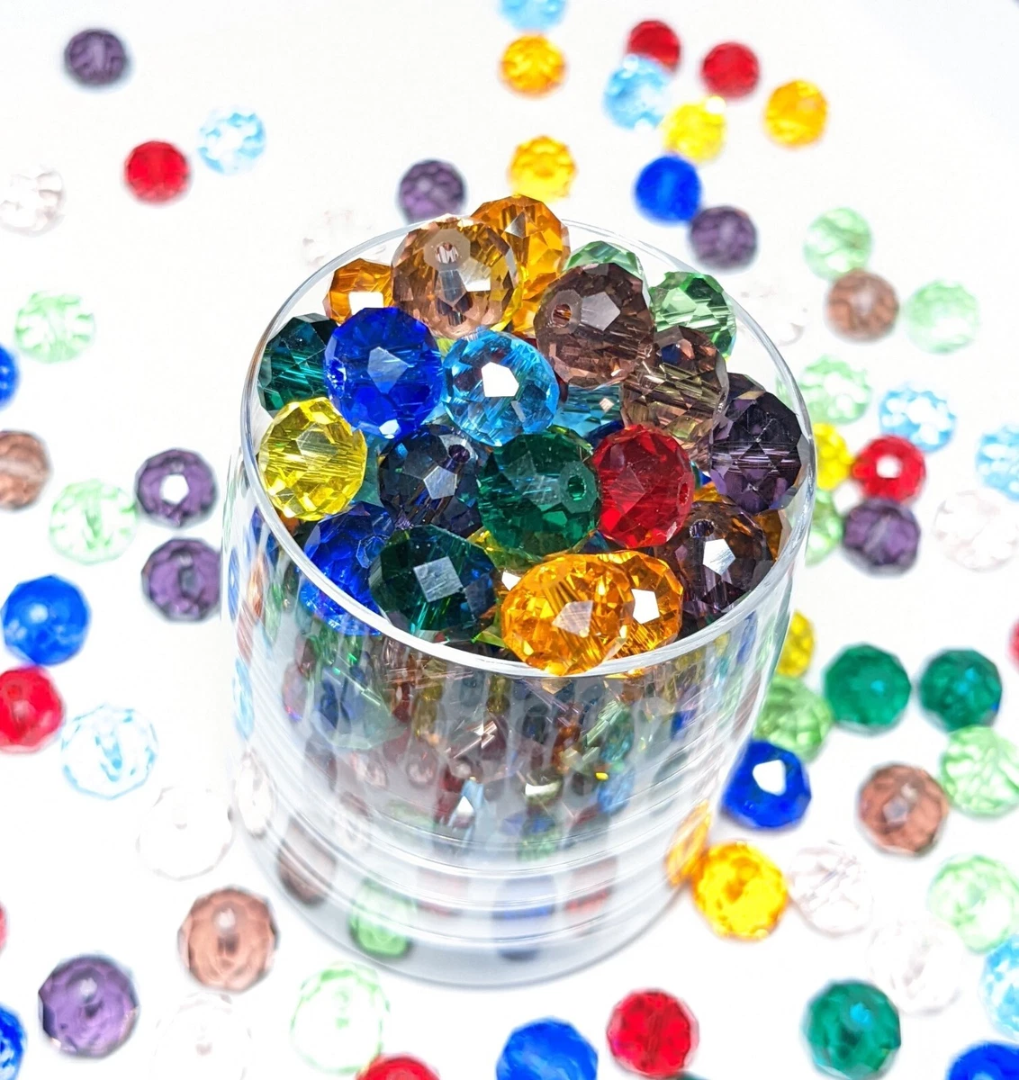 Crystal Beads Round 8mm Beads for Jewelry Making Rainbow Bulk 150 pcs Mix