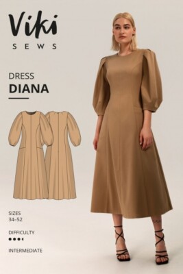 Vikisews Schnittmuster Diana Kleid UK 4-22