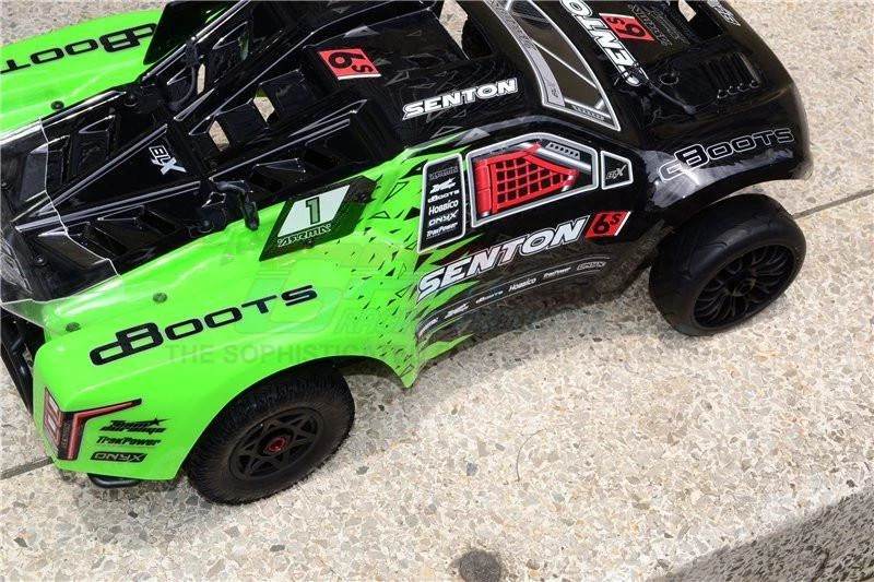 GPM Alum 13mm Hex Adapters+Rubber Radial Tires w/Plstc Whls Green :Typhon/Senton - Image 4 of 4