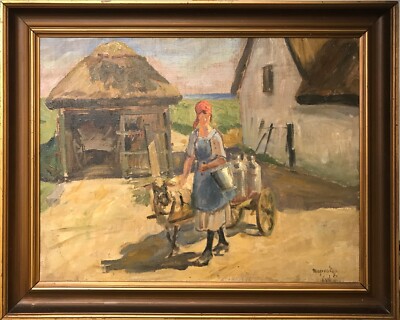 Mogens Ege (1892-1946): MILK JUGS on GOAT-DRIVEN CART