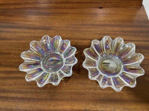 Vintage Iridescent Federal Glass Berry Bowls Celestial Sunburst Design - Picture 2 of 8