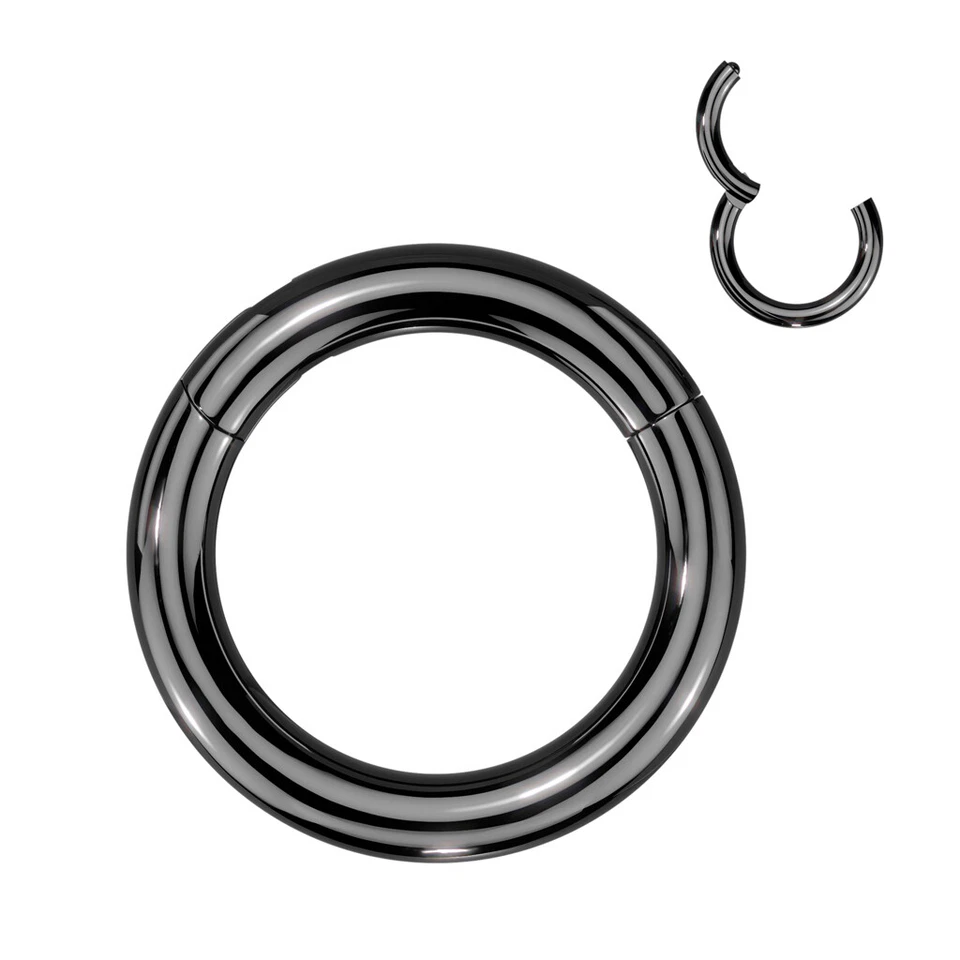 Large Gauge Implant Grade Titanium Hinged Hoop Segment Ring Septum - Image 3 of 4