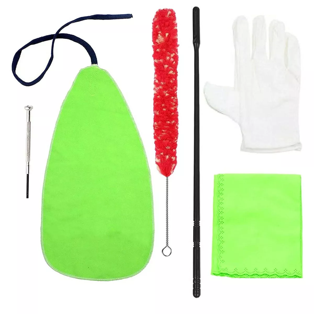 Adore Pro Flute Cleaning Kit - Cleaning Rod, Cloth, Brush, Gloves