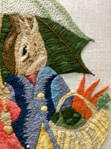 Vintage CM Nadelspitze Liebe ist ein gemeinsamer Regenschirm fertig & gerahmt Peter Rabbit 7702 - Bild 6 von 15