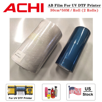 ACHI 30cm*50M AB Film Transfer Sticker For A3 UV DTF Printer 2 Rolls US Stock