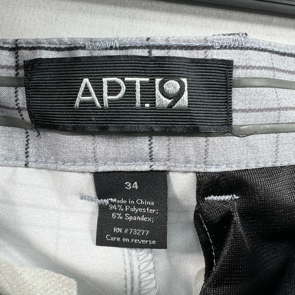 Pantalones Cortos Apt 9 Para Hombre Talla 34x10 Gris Negro Bolsillos Elásticos Foto 3 de 4