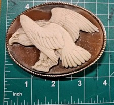 Vintage Incolay Stone Bald Eagle Belt Buckle Made In USA- Good Condition