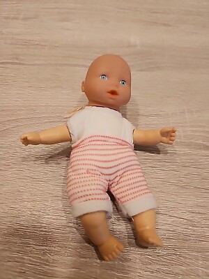 6'' Cean BABY DOLL hazel eyes 1990's VINTAGE Toy white cloth pajamas