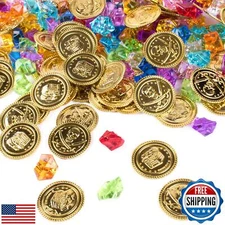 Super Z Outlet Pirate Plastic Gold Colored Coins Buried Treasure and Pirate G