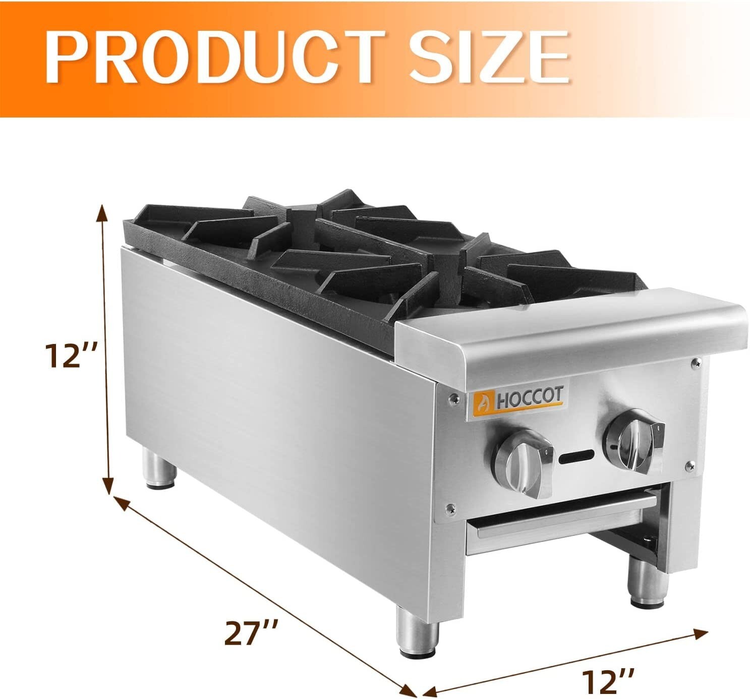 New 12" Commercial 2 Burner Countertop Gas Range Restaurant Hot Plate