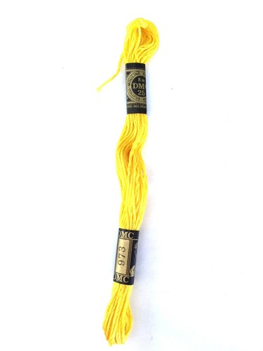 Cross Stitch Floss DMC No 117 Cotton #973 6 Ply 8 M Skein Yellow set of 4